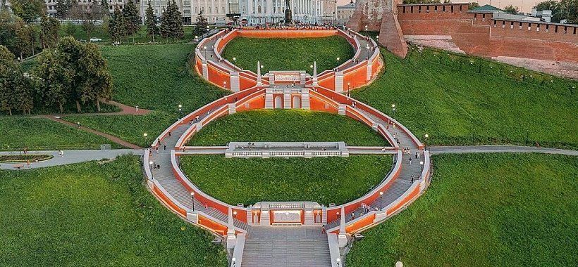 Вид на «восьмёрку» Чкаловской лестницы