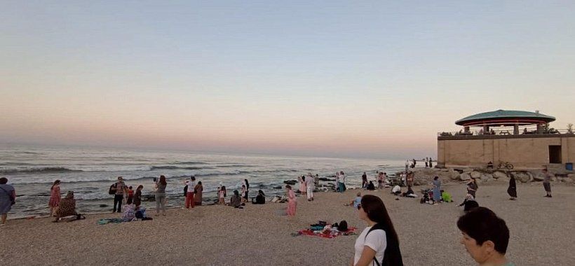 Пляж на Каспийском море Дагестан